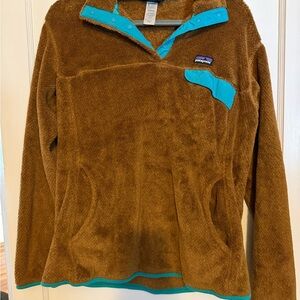 Patagonia Brown and Blue Fleece Jacket Women’s XL